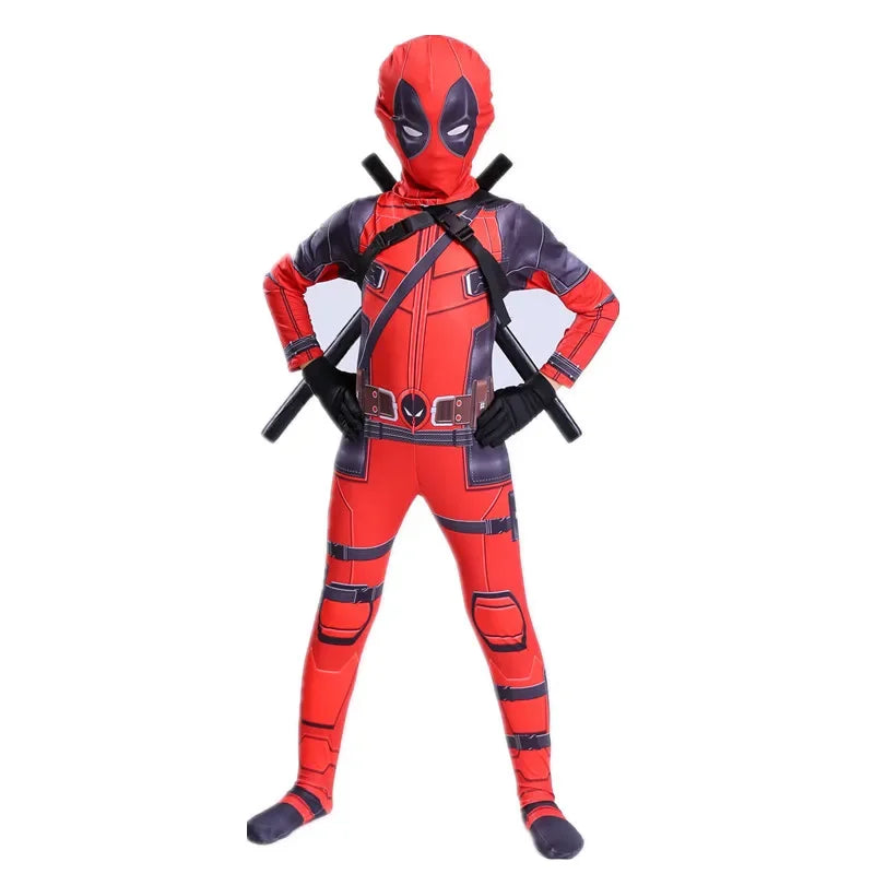 Movie Deadpoo Cosplay Kids Costumes Bodysuit for Halloween Carnival
