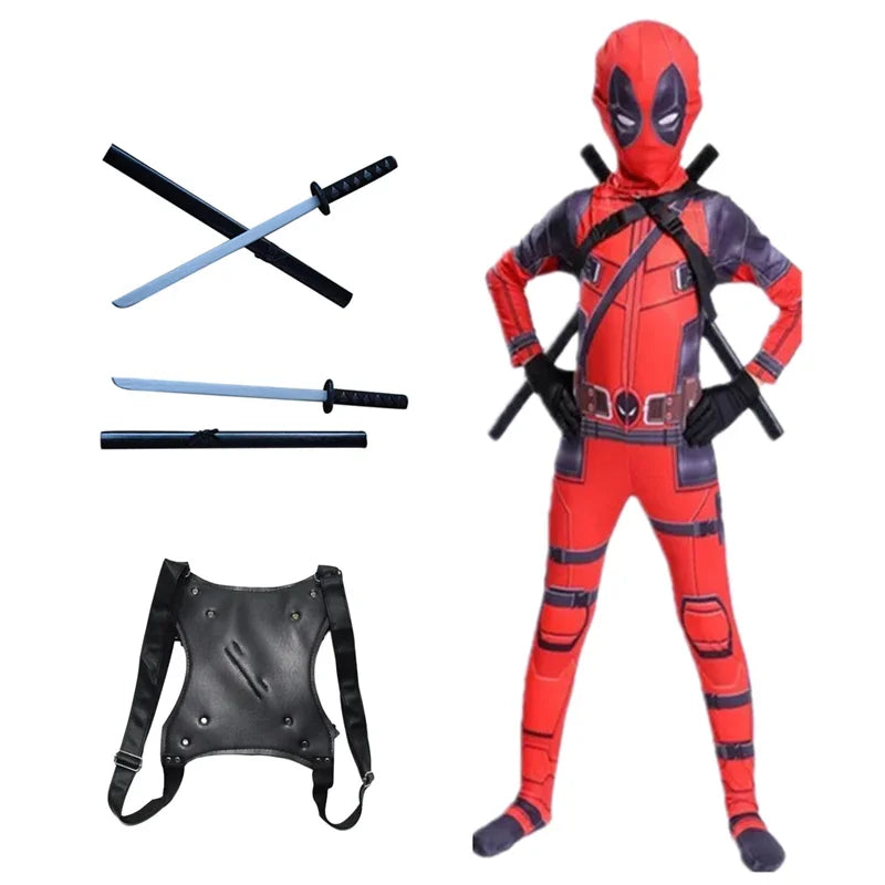Movie Deadpoo Cosplay Kids Costumes Bodysuit for Halloween Carnival